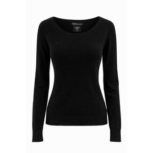 Moda International Black 100% Cashmere Scoop Neck Long Sleeve Sweater Womens M‎